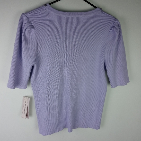 Nanette Lepore Jewelneck Ribbed Sweater Top Size L - Picture 12 of 14